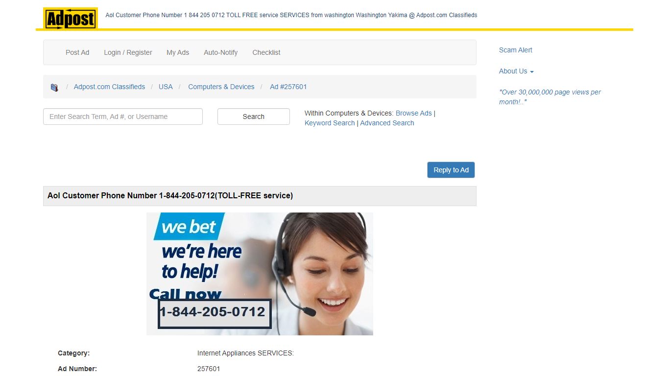 Aol Customer Phone Number 1-844-205-0712(TOLL-FREE service) - Adpost